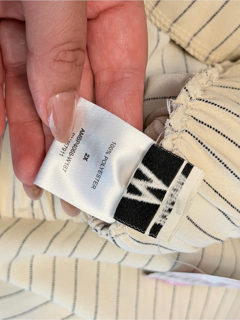 Wrapper NWT Cream Pinstripe Wide Leg Pull-On Pants 2X High Rise Office Casual - Picture 5 of 6